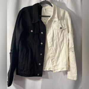 Men’s Black/White Jeans Separable Jean Jacket Size S